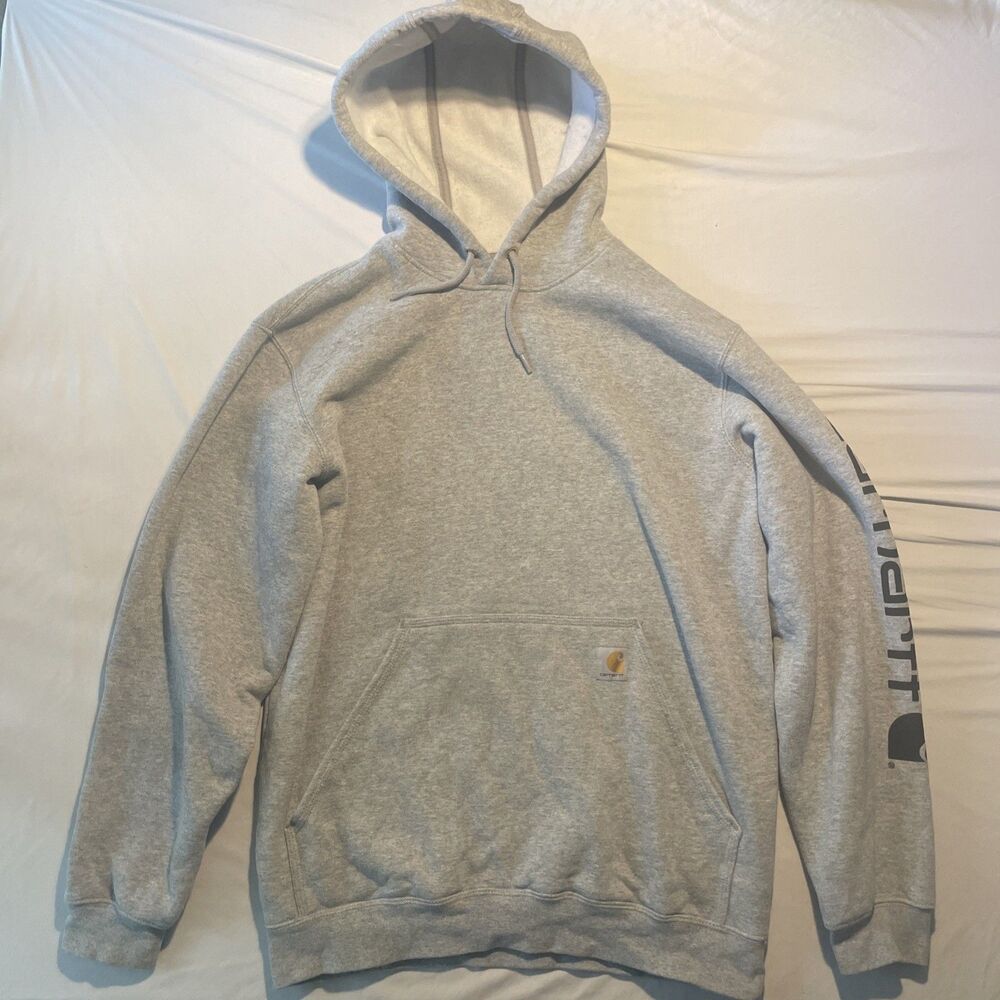 Carhartt Loose Fit Midweight Logo Sleeve Graphic Sweatshirt Light Gray Sz M